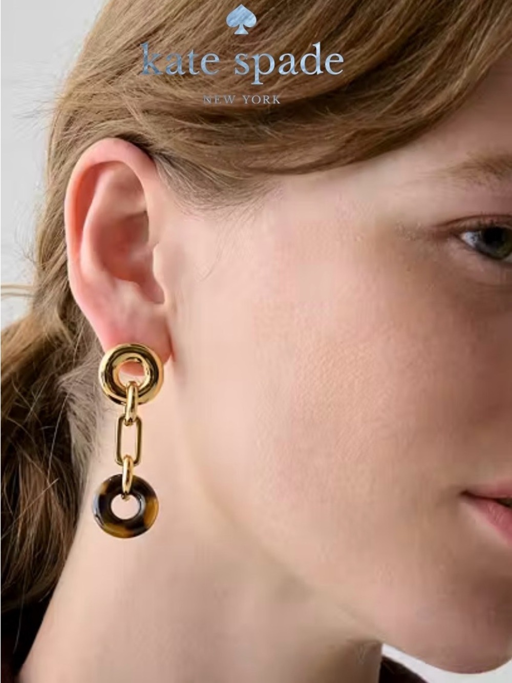 kate spade Gold & Tortoiseshell Drop Link Earrings NWT & Dustbag!